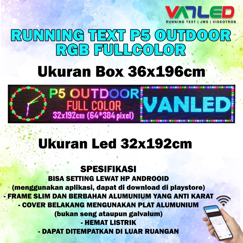 RUNNING TEXT P5 OUTDOOR 32X192 RGB FULL COLOR