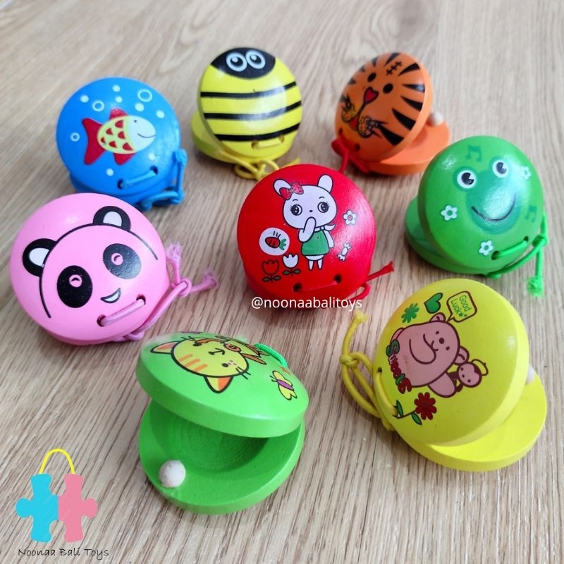 Kastanyet Montessori Clappers Castanet Kayu Mainan Musik Anak