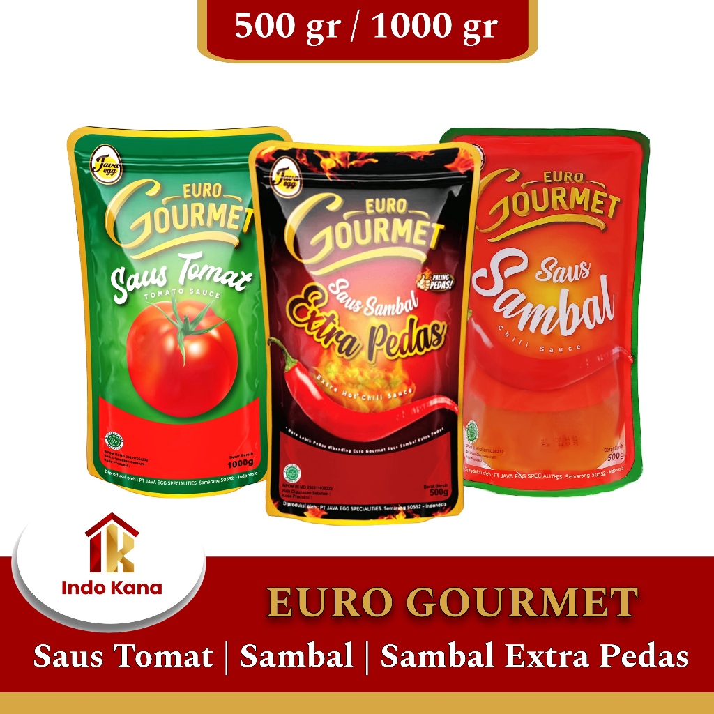 

EURO GOURMET Saus SAMBAL/Saus SAMBAL EXTRA PEDAS/Saus TOMAT 500 Gr & 1Kg