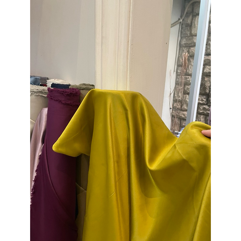Bahan Kain Satin Velvet Premium Warna Lime Bahan seragaman dress Gamis dan Bahan Furing