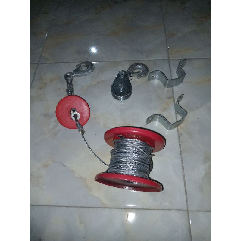 sling seling mesin hoist hoist 4 mm panjang 20 meter kawat tali baja sudah termasuk roll dan hook ro