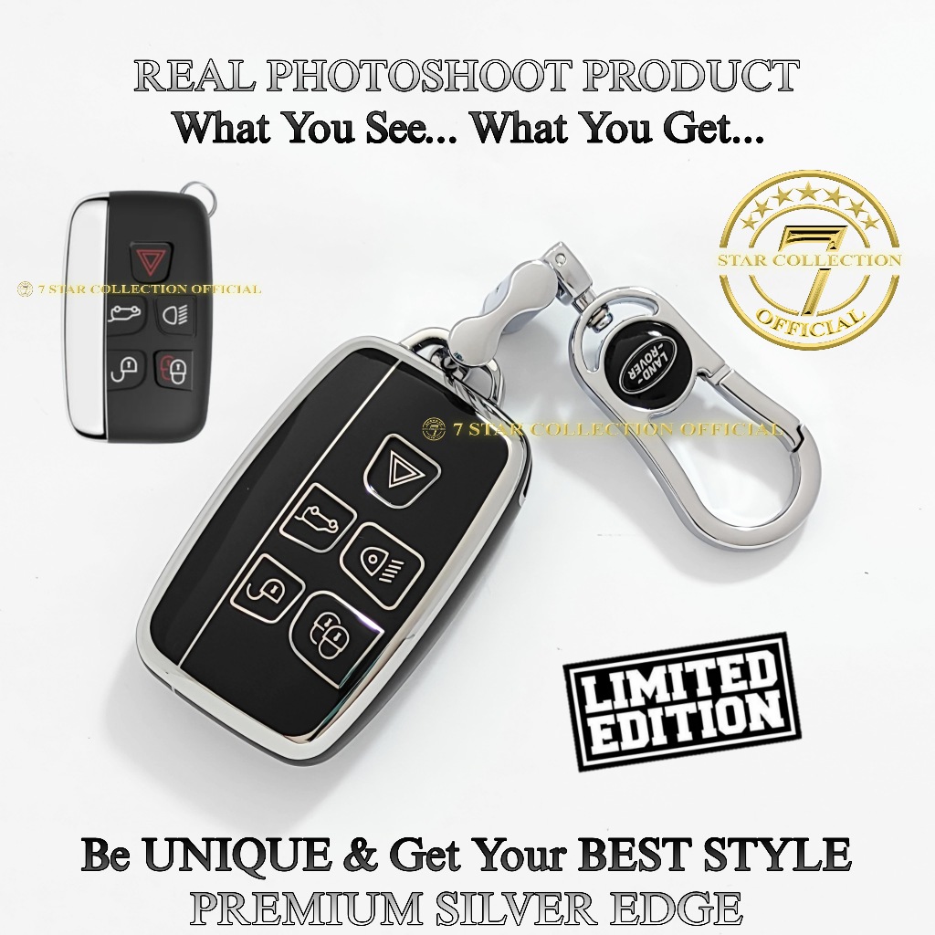 Cover Case Sarung Kunci Remote Mobil Land Rover Range Rover Evoque Jaguar Premium Silver Edge