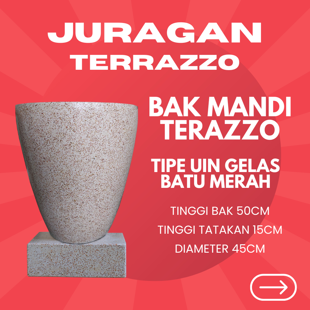 BAK AIR TERASO | BAK MANDI KERAMIK | BAK MINIMALIS TIPE UIN GELAS  BATU MERAH - JURAGAN_TERAZZO