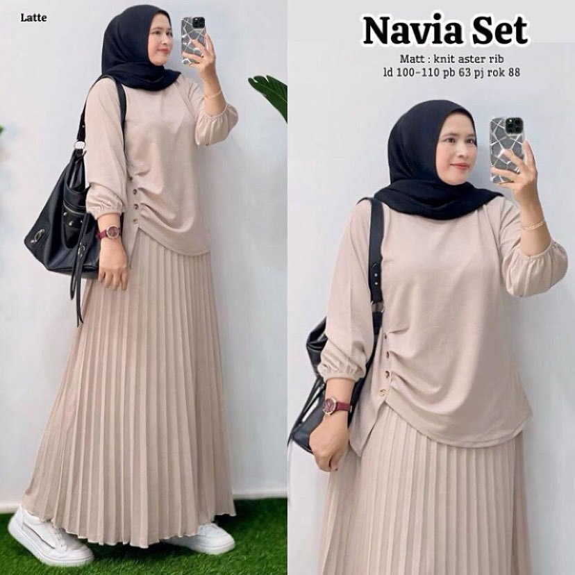Erk716 ellyfashion NAVIA SET ROK Knit Setelan Wanita Kekinian Baju Atasan Wanita Terbaru dan Rok
