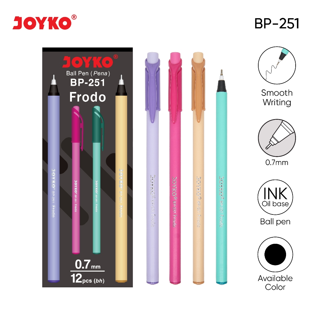 

Ball Pen Pulpen Pena Joyko BP-251 Frodo 0.7 mm 1 Box 12 Pcs