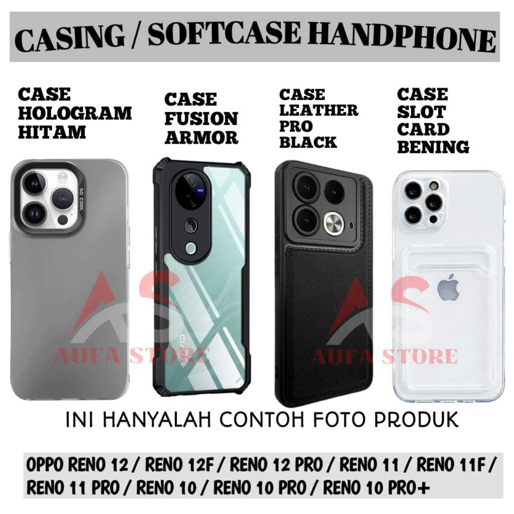 SOFTCASE CASING HOLOGRAM HITAM DAN FUSION ARMOR DAN LEATHER DAN CARD BENING FOR HP OPPO RENO 12 5G /