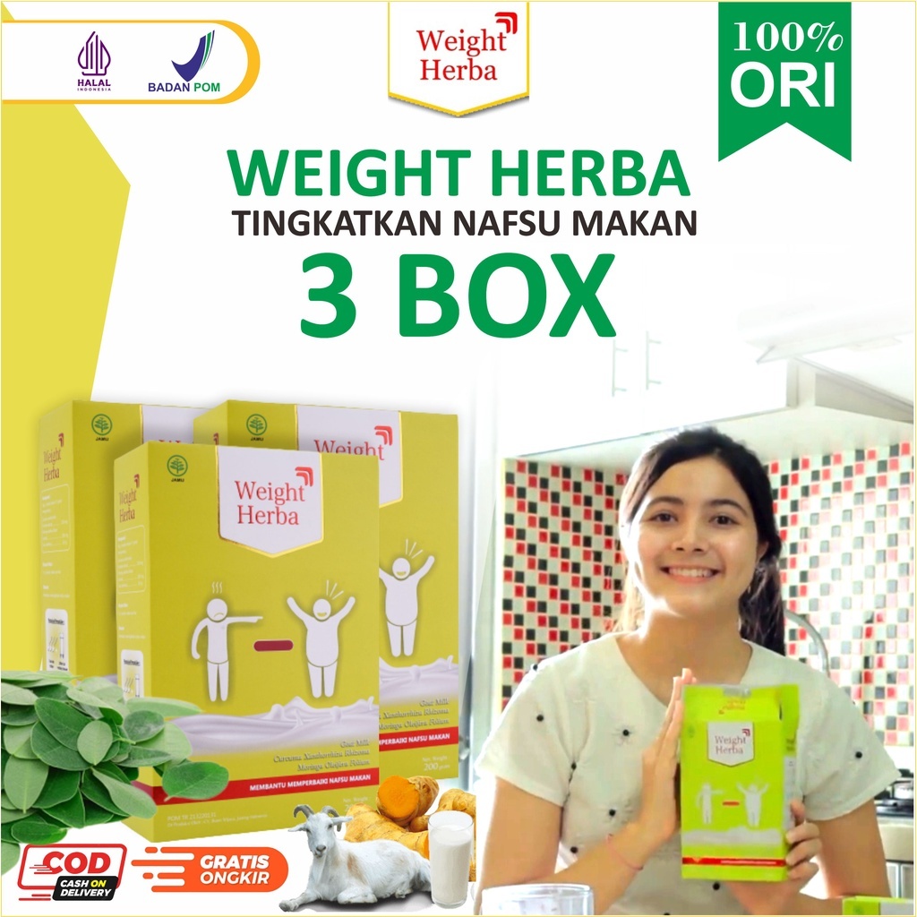 

Promo 3 Box Weight Herba - 3 Box Susu Herbal Penambah Nafsu Makan & Penggemuk Berat Badan