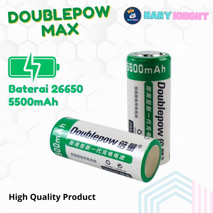 DoubleMax Baterai 26650 Kapasitas 5500mAh Original authentic / Baterai senter elektronik 26650 Awet 