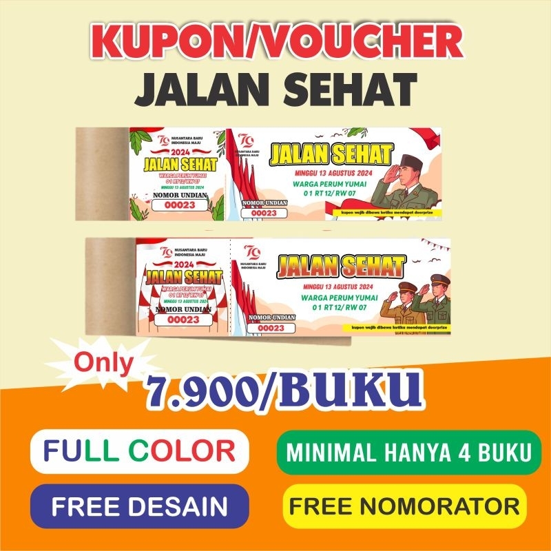 Cetak kupon jalan sehat/ karcis parkir/ undian