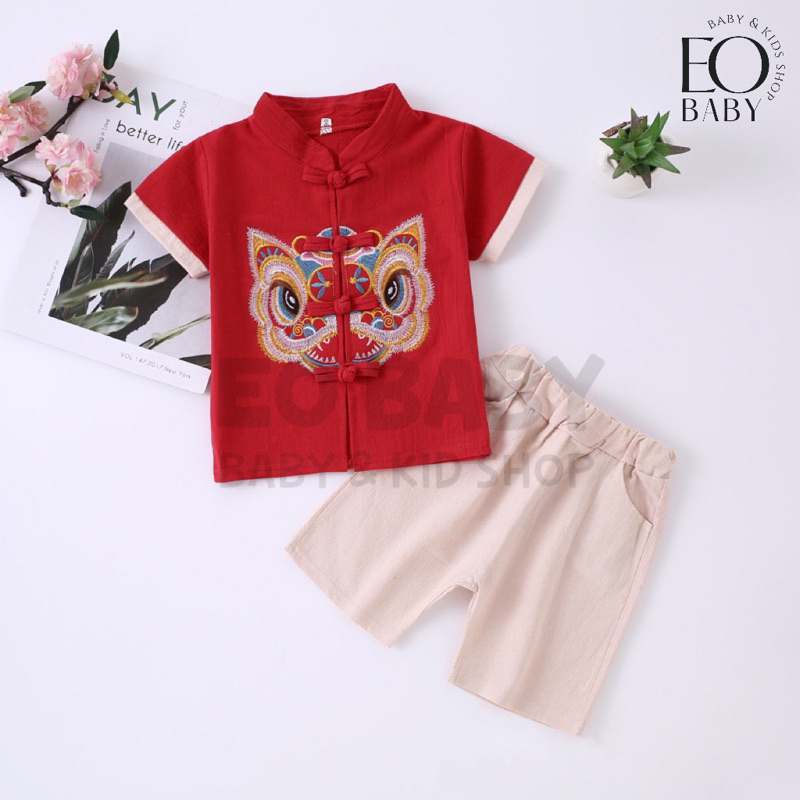 EOBaby D41 Setelan Baju Imlek Barongsai Baju Anak Cowok / Baju Anak Sincia / Baju Anak Set Barongsai