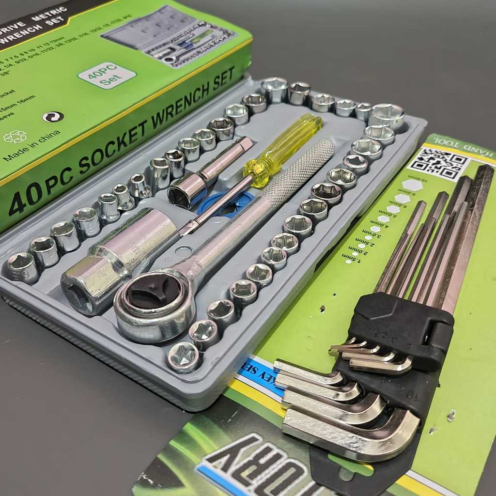 Paket Kunci Shock 40 Pcs & Kunci L Set 9 Pcs Panjang Victory ( Ready Cod ) Kunci Sok Full Set