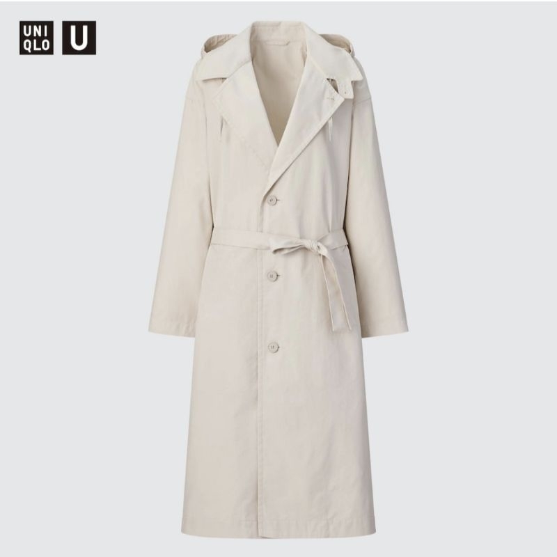 uniqlo trench coat putih