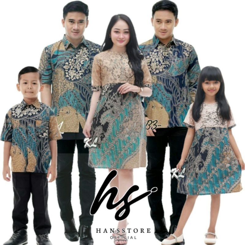 Baju Couple Dress Brokat Keluarga Pria dan Wanita Modern Batik Couple Keluarga Dress Natalan Motif C