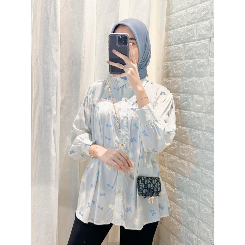 Mylady NEW GEMMA TOP | GEMA | BLOUSE KEMEJA ATASAN WANITA KATUN RAYON VISCOSE MOTIF BUNGA-BUNGA FLOW