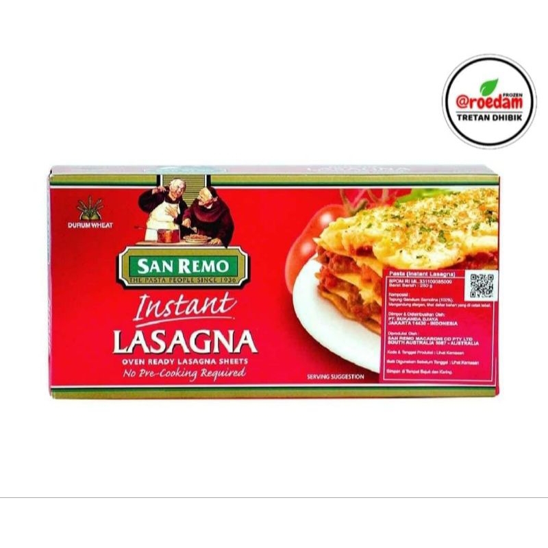 

SAN REMO LASAGNA 250GR | PASTA LASAGNA INSTAN SAN REMO