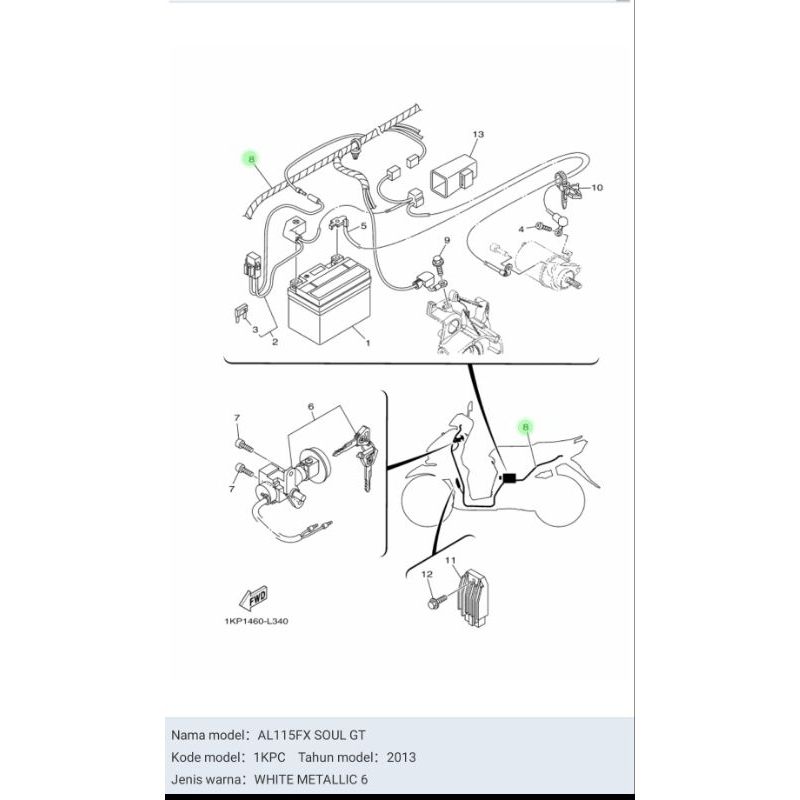 KABEL BODY BODI SOUL GT 115 ASLI ORI YAMAHA 1KP H2590 10