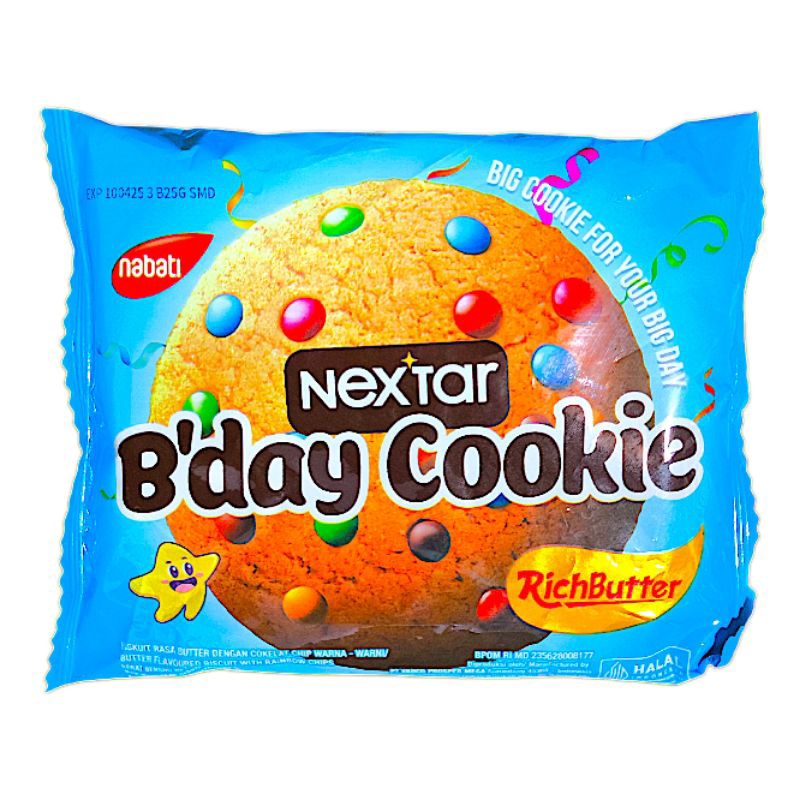 

Kukis Gede Rasa Super: NEXTAR B'DAY COOKIE Kukis Butter Lembut Pake Hiasan Cokelat Chip Warna-Warni Bikin Bahagia Di Hari Spesial-Mu