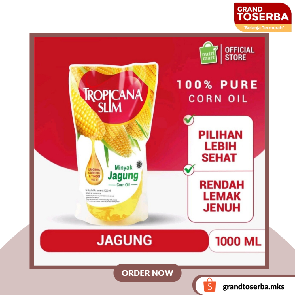 

Tropicana Slim Minyak Jagung 1 Liter / 1000 Ml - Kemasan Pouch dan Botol 956ML