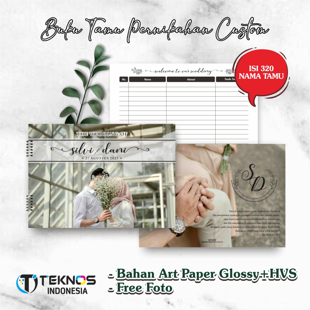 BUKU TAMU CUSTOM / BUKU TAMU PERNIKAHAN CUSTOM PREMIUM / WEDDING GUEST BOOK