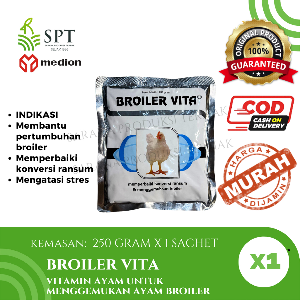 MEDION BROILER VITA 250 gram VITAMIN AYAM PEDAGING BROILER MENGATASI STRESS