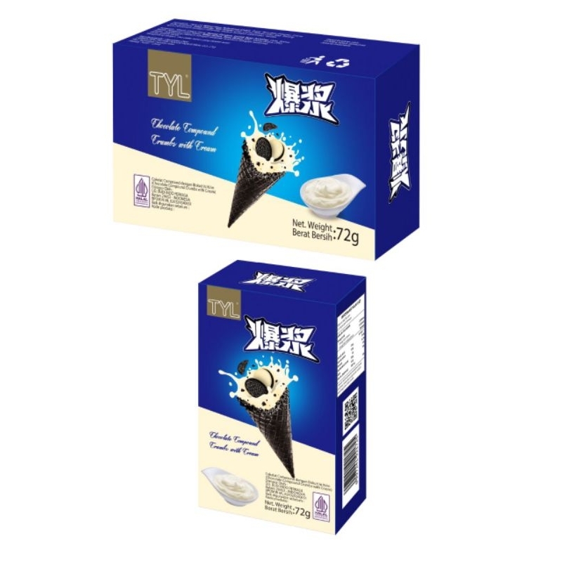 

TYL Chocolate Compound Trumbs with cream 72g/box / biskuit coklat cream / 爆浆脆筒巧克力夹心饼干