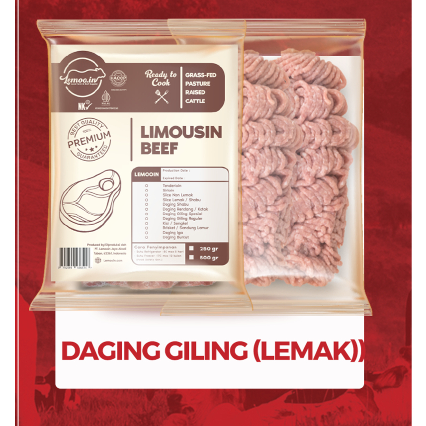 

Daging Giling Lemak Grassfed Local 250gr - Lemooin