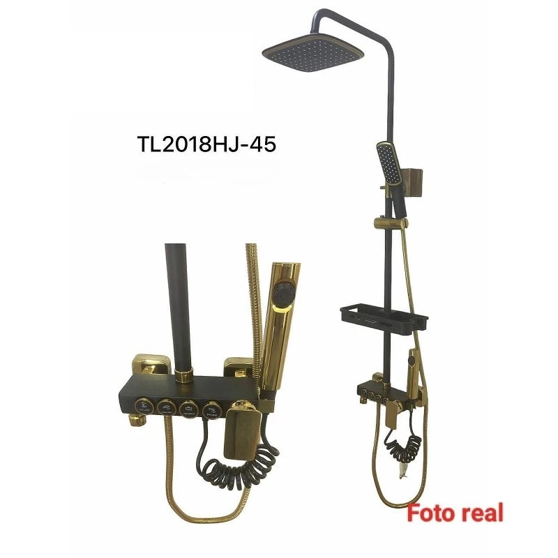 Promo Shower Set Panas Dingin Black Gold Shower Tiang Model Tombol
