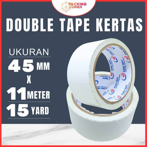 

Double Tape Kertas 45MM - 11M - Lakban Dobel Sided Tape ATK 2 Inch - 15 YARD Bukan Joyko