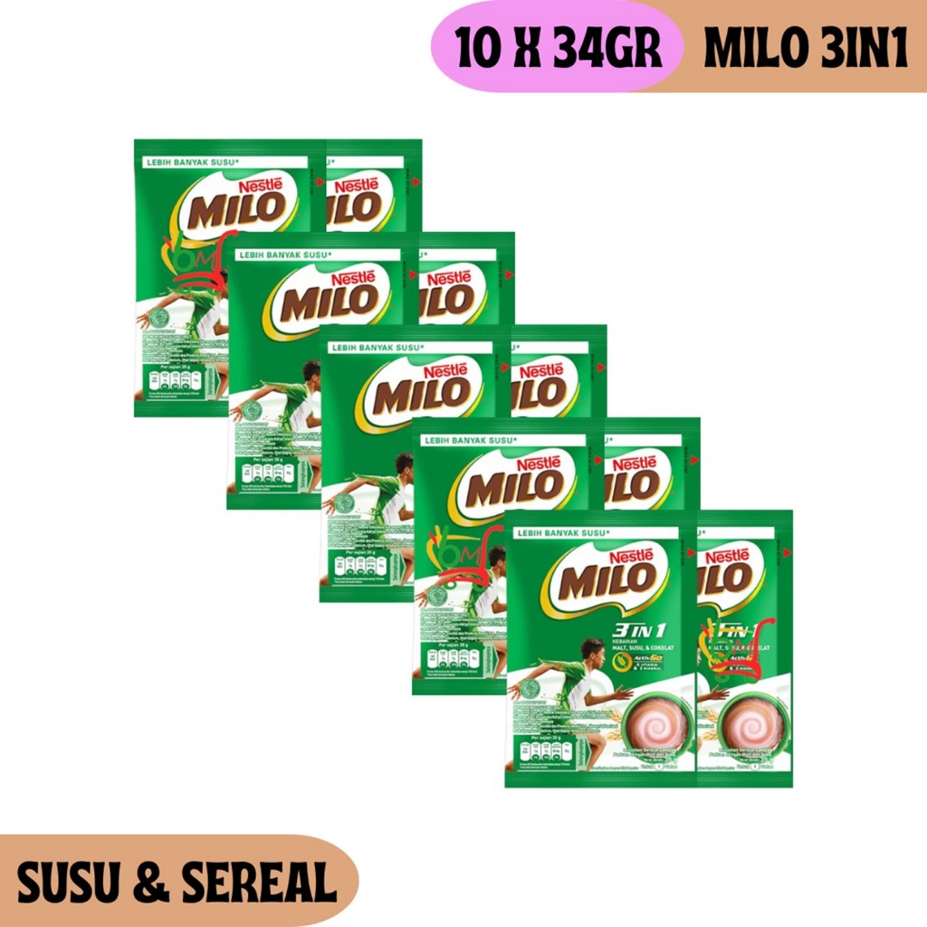 

Nestle Milo 3in1 Minuman Bubuk Coklat Renceng 10 Sachet