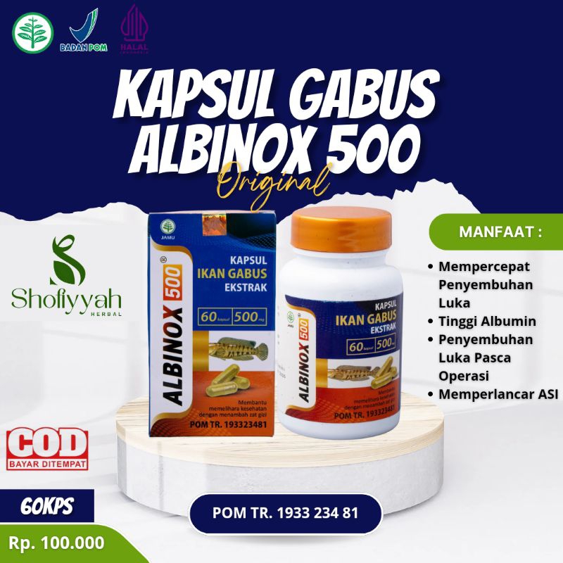 Kapsul Gabus Albinox 500 60Kapsul Original Mempercepat Luka Pasca Operasi luka diabetes