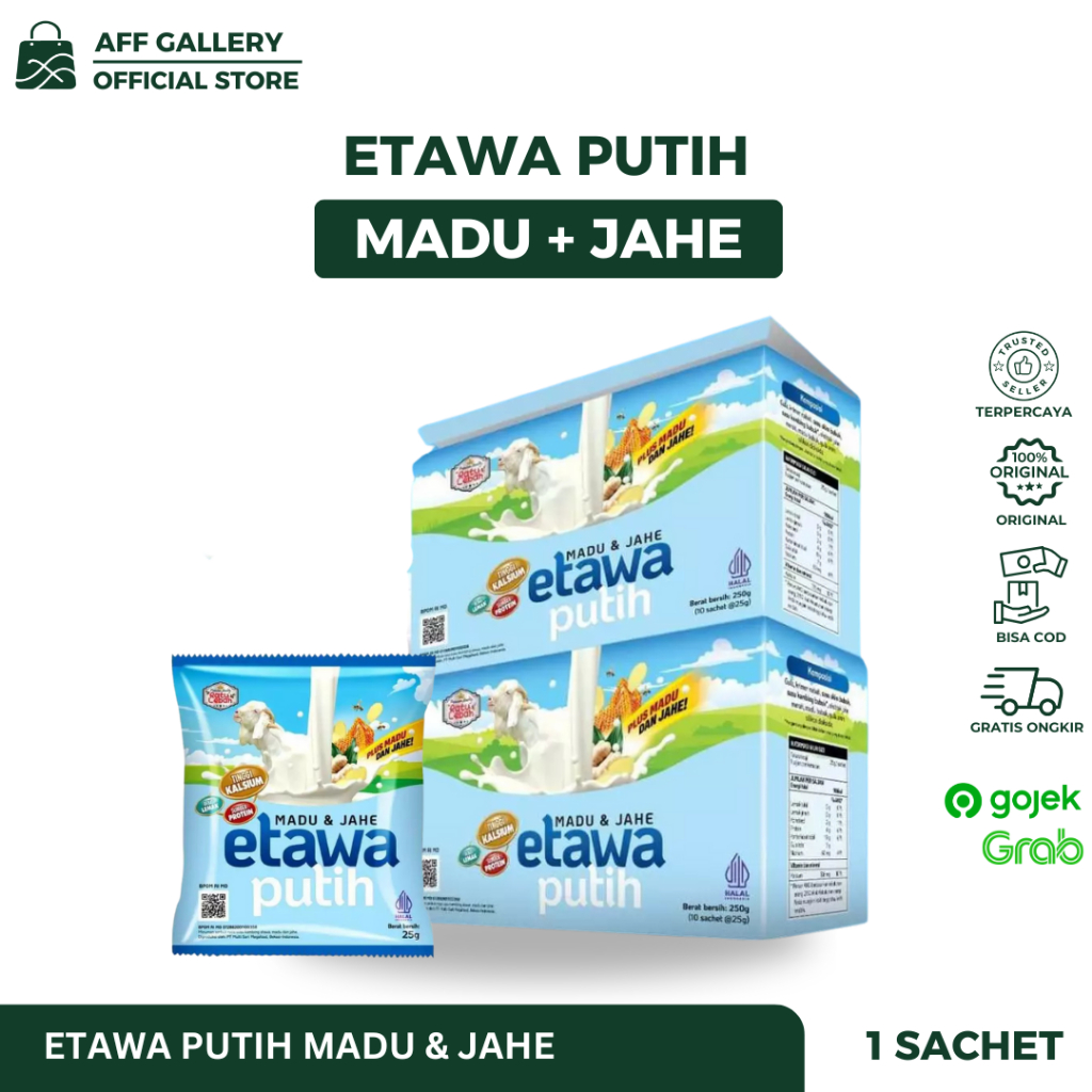 

Susu Etawa Putih Rasa Vanilla per Sachet | Susu Kambing Etawa Madu + Jahe ( Per Sachet)