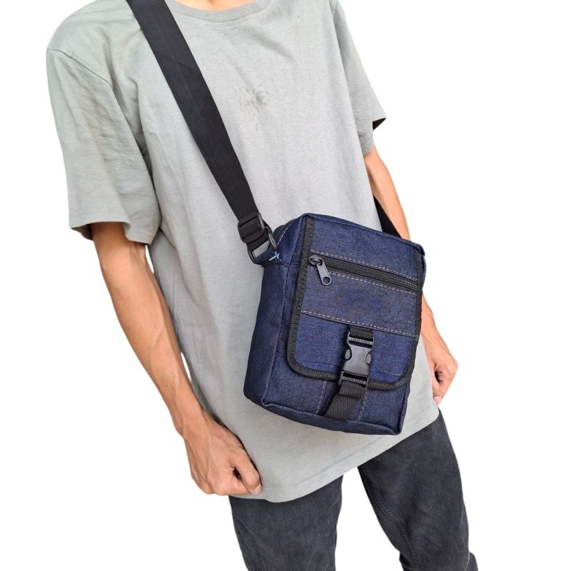 Sentudu - Tas Selempang Pria Tas Pria Bahan Jeans Casual  Slingbag Pria Terbaru Tas Fashion Pria
