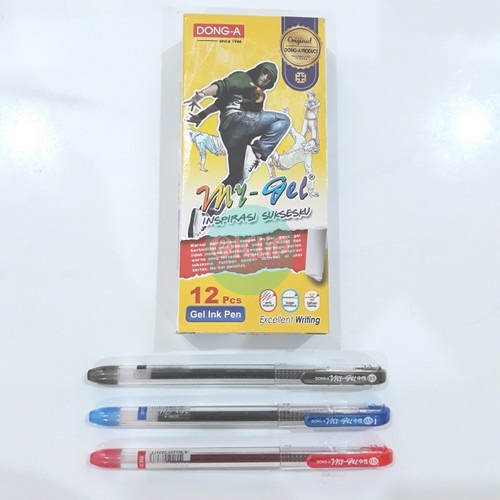 

ICLIPSTATIONERY. PULPEN Dong-A MY GEL Pulpen Cair Gel Pen 0.5 mm Hitam/Biru/Merah Per Pcs