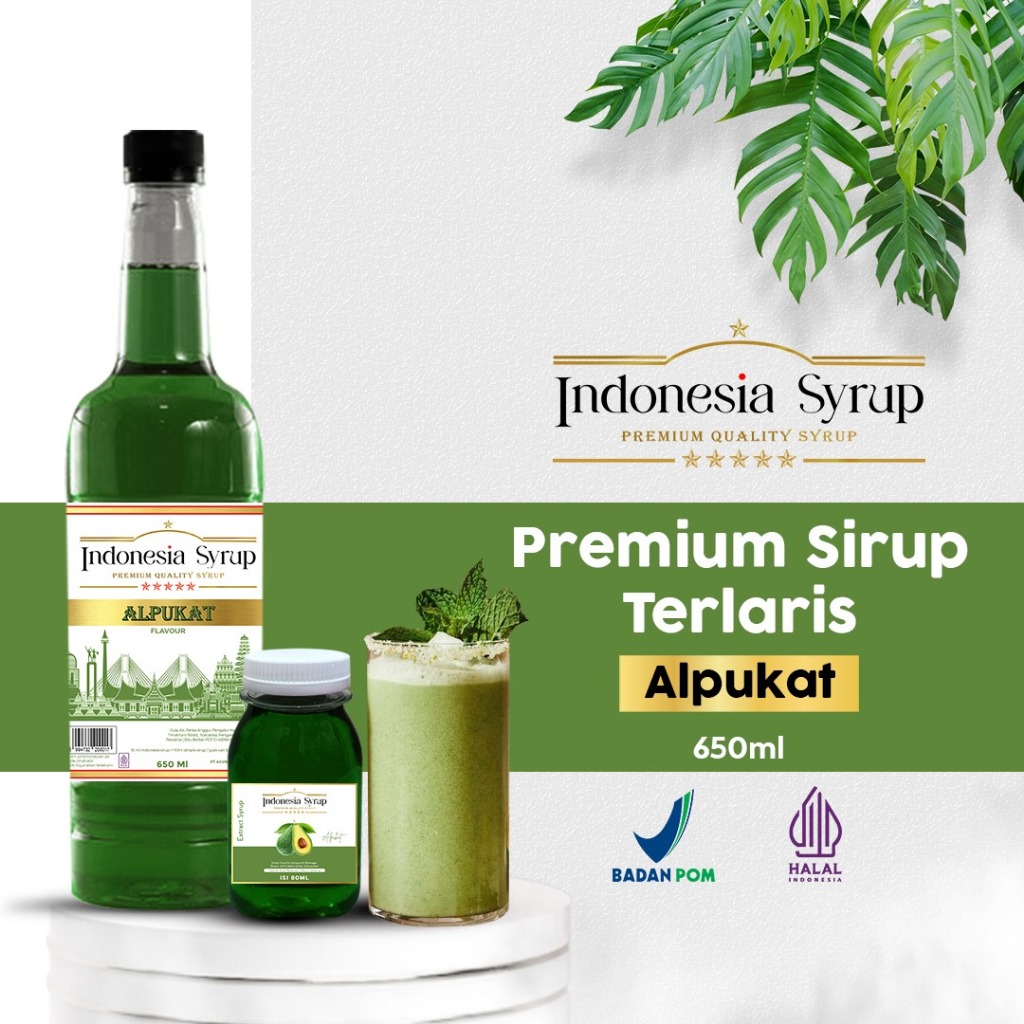 

Sirup Premium Rasa Alpukat / Avocado Minuman Sirop Flavoured Syrup Halal BPOM 650 ml Indonesia Syrup Omura Powder