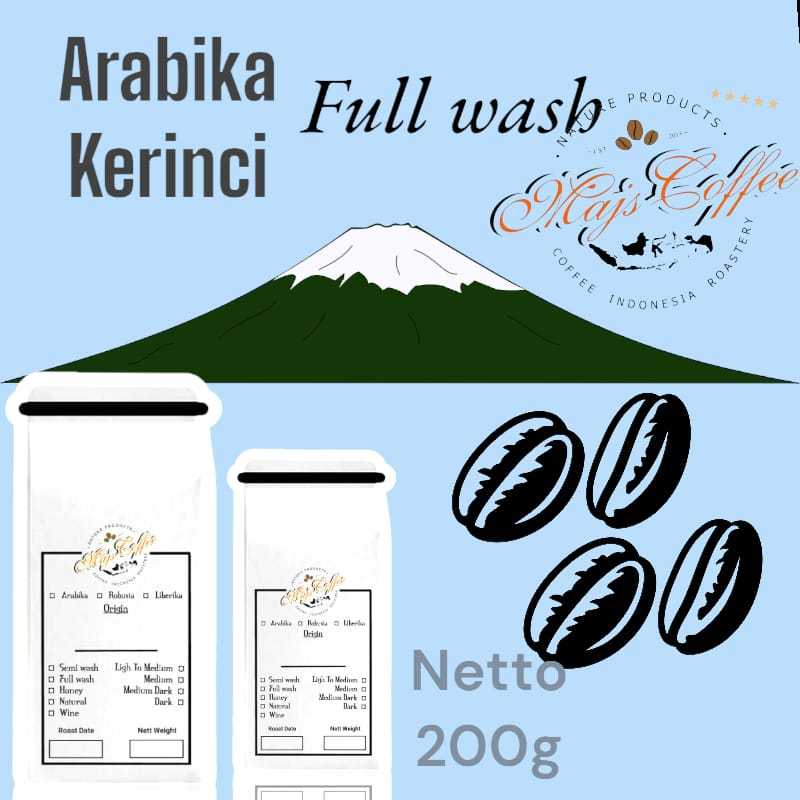

biji kopi roasted arabika spesialty KERINCI FULL WASH 200G