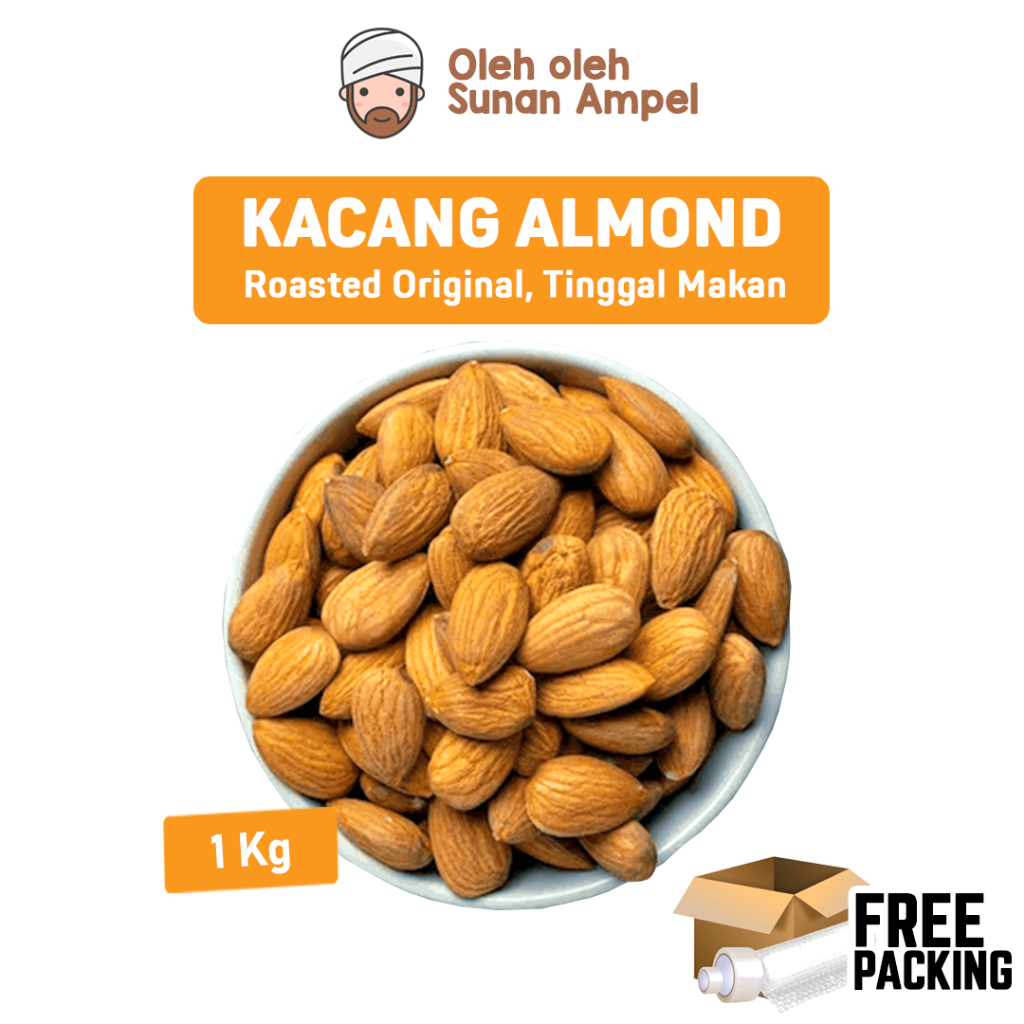 

KACANG ALMOND PANGGANG 1KG Kualitas Premium Original Tanpa Tambahan Bumbu Gurih Renyah Roasted Oven
