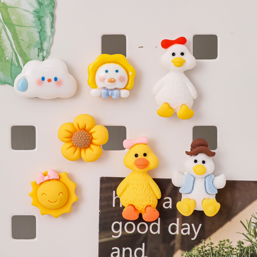 Magnet kulkas / sticker magnet kuat motif bebek mini kartun awan pelangi lucu