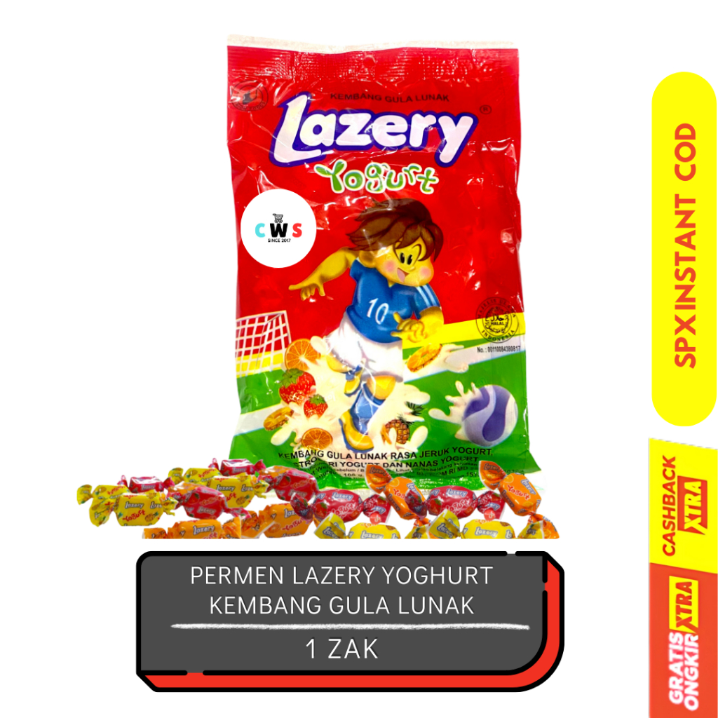 

LAZERY Yoghurt Permen Kembang Gula Lunak Jeruk Stroberi Nanas 100 gr - 1 Bungkus