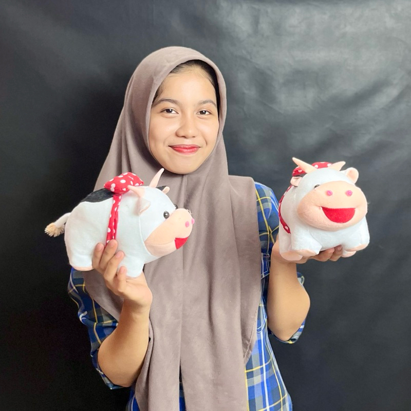 Boneka sapi mini korea pita besar duduk lucu boneka karakter cow pita sapi mini lucu kurnia kado