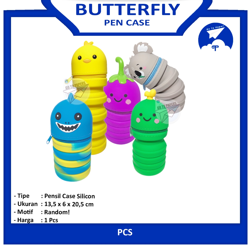 

BUTTERFLY - Pencil Case Silikon Karakter RANDOM - Pcs