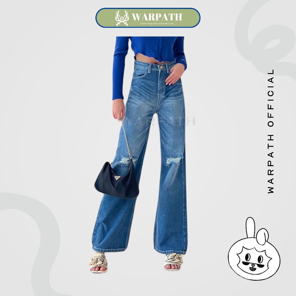 WARPATH - Loose Baggy Kulot Jeans Celana Jeans Highwaist Coolgy 7483 Ripped Jeans Wanita