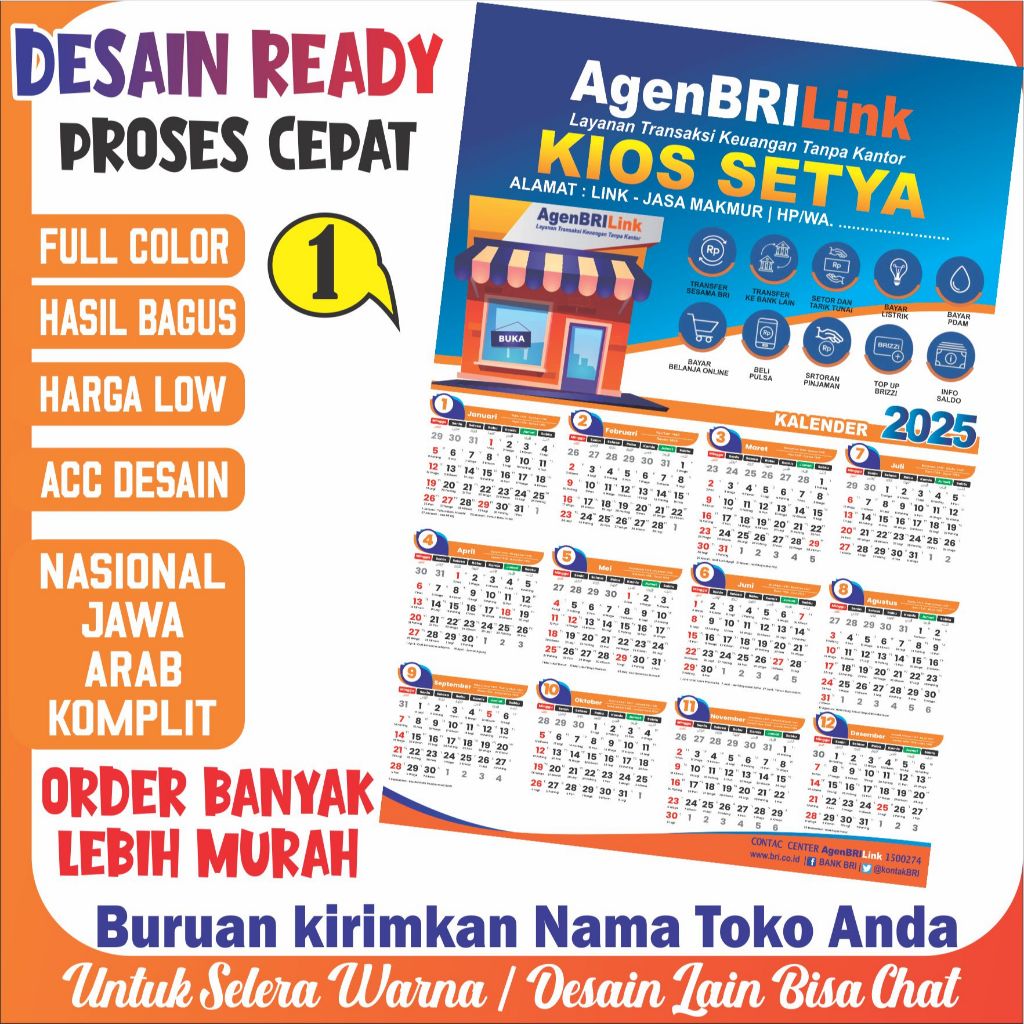 

KALENDER BRI LINK / BCA / BNI / TOKO PRMOSI DLL. IVORY 230gr TEBAL + KLEM BESI