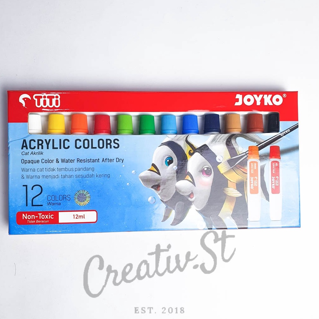 

KODE A18P JOYKO Cat Acrylic 12 Warna 12 Ml Set Paint Cat Lukis Akrilik