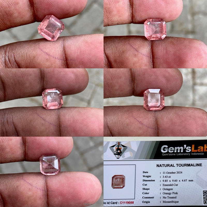 Natural Tourmaline Batu Pink Turmaline Batu Tourmaline Orangy Pink Tourmaline CT 3.43 Dim 9.85x9.60x