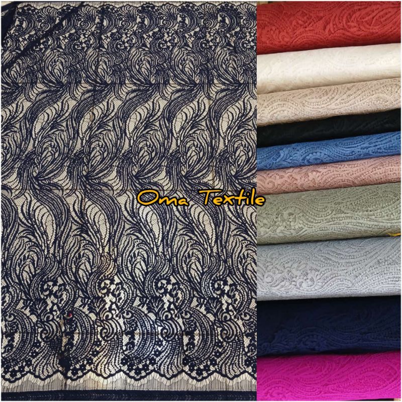 Kain Brukat Semi Prancis Motif Nagita/Katun Semi Prancis/Brokat Panelan/Brokat Katun Premium