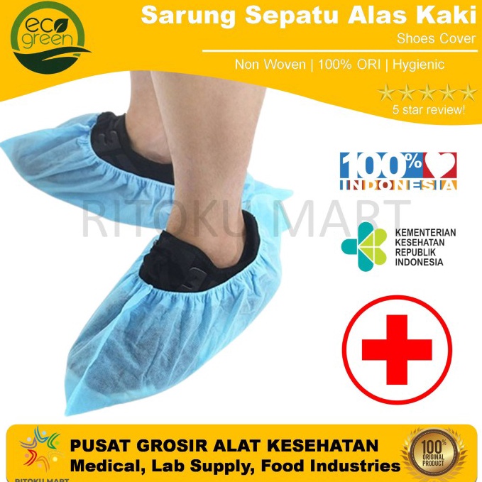 KODE W2K Shoes COVER Shoe ver DISPOSABLE  SARUNG SEPATU NON WOVEN ECOGREEN 1 PCS
