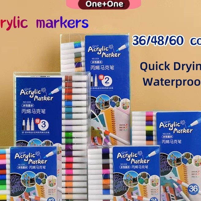 

Grosir CODSpidol Akrilik Acrylic Marker Set 2436486896 Warnas Paint Marker DIY Painting Tahan Air Pulpen Warna Acrilic Marker Set