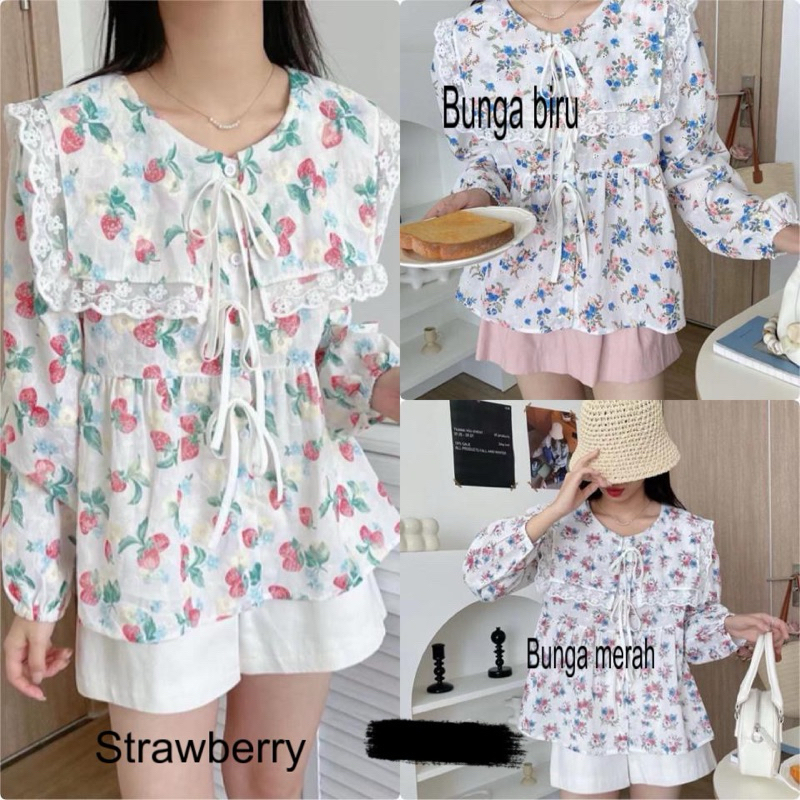 BLOUSE  PITA LENGAN PANJANG BAHAN KATUN BORDIR IMPORT