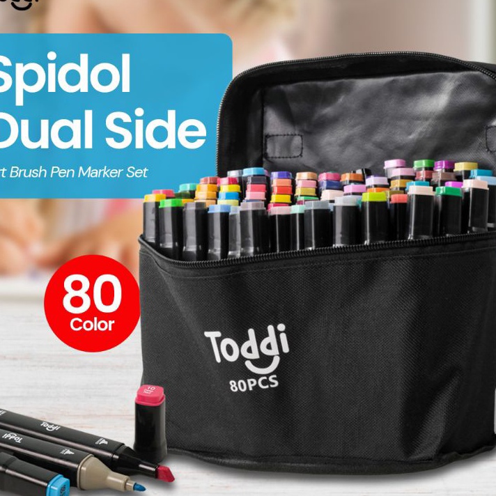 

HJ6 Toddi Spidol Stabilo Dual Side Fine Art Brush Art Marker Set 1 and 6mm Tip 8 Warna