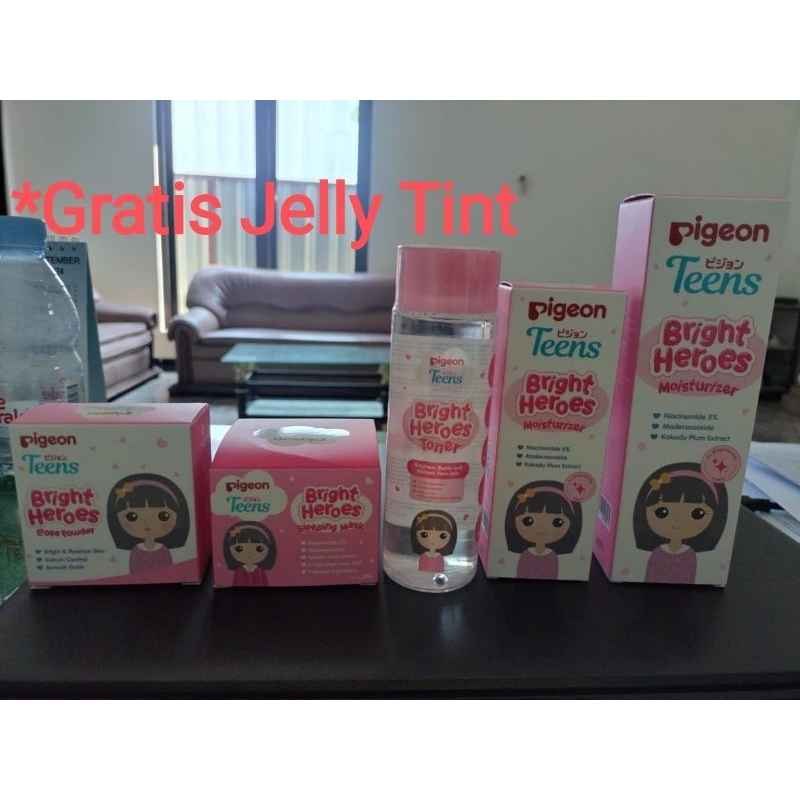 PIGEON TEENS BRIGHT HEROES SERIES MOISTURIZER BEDAK TONER  SLEEPING MASK SERUM